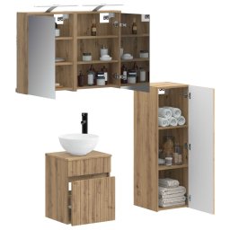 vidaXL Badkamermeubelset 4 st Artisanaal eiken Bewerkt hout en glas