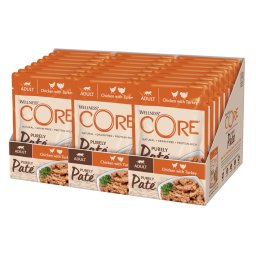 24x85g Kip & Kalkoen Wellness Core Cat Adult Purely Paté Natvoer voor katten