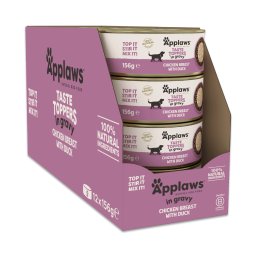 12x156g Applaws Taste Toppers Natural in Saus Kip en Eend Natvoer voor Honden