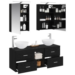 vidaXL Badkamermeubelset 5 st Zwart eiken Bewerkt hout en glas