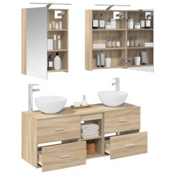 vidaXL Badkamermeubelset 5 st Sonoma Eiken Bewerkt hout en glas