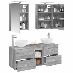 vidaXL Badkamermeubelset 5 st Grijs Sonoma Bewerkt hout en glas
