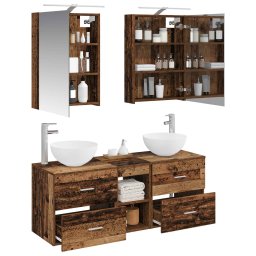vidaXL Badkamermeubelset 5 st Oud hout Bewerkt hout en glas
