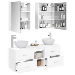 vidaXL Badkamermeubelset 5 st Wit Bewerkt hout en glas