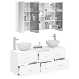 vidaXL Badkamermeubelset 4 st Wit Bewerkt hout en glas