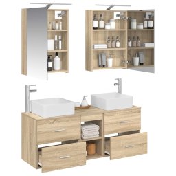 vidaXL Badkamermeubelset 5 st Sonoma Eiken Bewerkt hout en glas