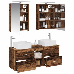 vidaXL Badkamermeubelset 5 st Oud hout Bewerkt hout en glas