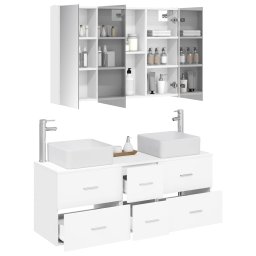 vidaXL Badkamermeubelset 4 st Wit Bewerkt hout en glas