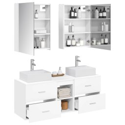 vidaXL Badkamermeubelset 5 st Wit Bewerkt hout en glas