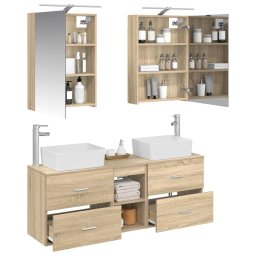 vidaXL Badkamermeubelset 5 st Sonoma Eiken Bewerkt hout en glas