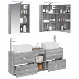 vidaXL Badkamermeubelset 5 st Grijs Sonoma Bewerkt hout en glas
