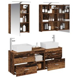 vidaXL Badkamermeubelset 5 st Oud hout Bewerkt hout en glas