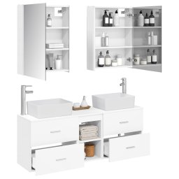 vidaXL Badkamermeubelset 5 st Wit Bewerkt hout en glas