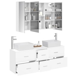 vidaXL Badkamermeubelset 4 st Wit Bewerkt hout en glas