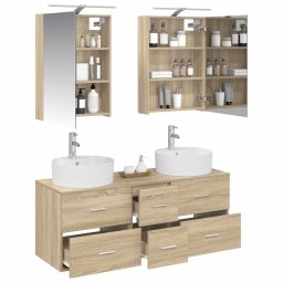vidaXL Badkamermeubelset 5 st Sonoma Eiken Bewerkt hout en glas