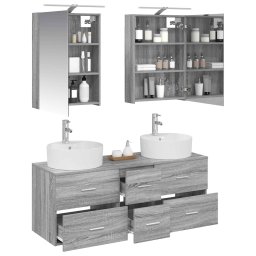 vidaXL Badkamermeubelset 5 st Grijs Sonoma Bewerkt hout en glas