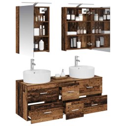 vidaXL Badkamermeubelset 5 st Oud hout Bewerkt hout en glas