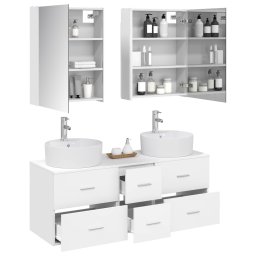 vidaXL Badkamermeubelset 5 st Wit Bewerkt hout en glas
