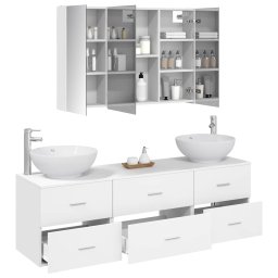 vidaXL Badkamermeubelset 4 st Wit Bewerkt hout en glas