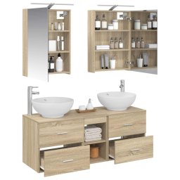vidaXL Badkamermeubelset 5 st Sonoma Eiken Bewerkt hout en glas