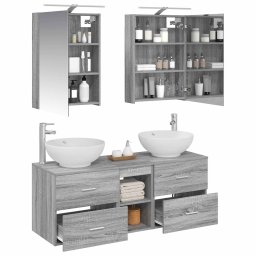 vidaXL Badkamermeubelset 5 st Grijs Sonoma Bewerkt hout en glas