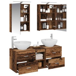 vidaXL Badkamermeubelset 5 st Oud hout Bewerkt hout en glas