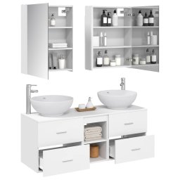 vidaXL Badkamermeubelset 5 st Wit Bewerkt hout en glas