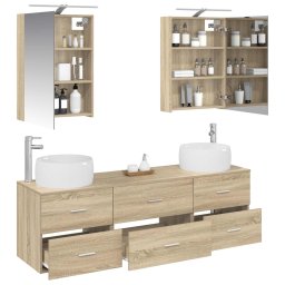 vidaXL Badkamermeubelset 5 st Sonoma Eiken Bewerkt hout en glas