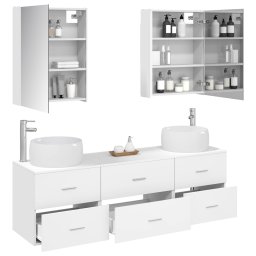 vidaXL Badkamermeubelset 5 st Wit Bewerkt hout en glas