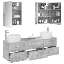 vidaXL Badkamermeubelset 5 st Betongrijs Bewerkt hout en glas