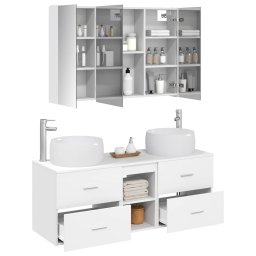 vidaXL Badkamermeubelset 4 st Wit Bewerkt hout en glas