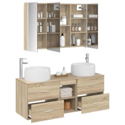vidaXL Badkamermeubelset 4 st Sonoma Eiken Bewerkt hout en glas