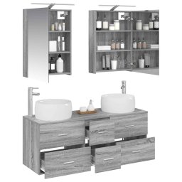 vidaXL Badkamermeubelset 5 st Grijs Sonoma Bewerkt hout en glas