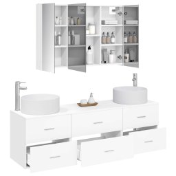 vidaXL Badkamermeubelset 4 st Wit Bewerkt hout en glas