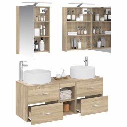 vidaXL Badkamermeubelset 5 st Sonoma Eiken Bewerkt hout en glas