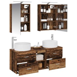 vidaXL Badkamermeubelset 5 st Oud hout Bewerkt hout en glas