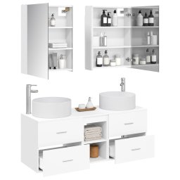 vidaXL Badkamermeubelset 5 st Wit Bewerkt hout en glas