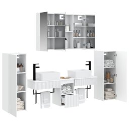 vidaXL Badkamermeubelset 6 st Wit Bewerkt hout en glas