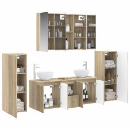 vidaXL Badkamermeubelset 6 st Sonoma Eiken Bewerkt hout en glas