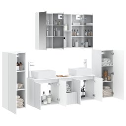 vidaXL Badkamermeubelset 6 st Wit Bewerkt hout en glas