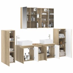 vidaXL Badkamermeubelset 6 st Sonoma Eiken Bewerkt hout en glas