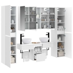 vidaXL Badkamermeubelset 6 st Wit Bewerkt hout en glas