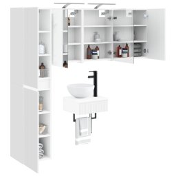 vidaXL Badkamermeubelset 5 st Wit Bewerkt hout en glas