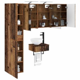 vidaXL Badkamermeubelset 5 st Oud hout Bewerkt hout en glas