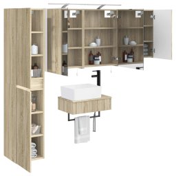 vidaXL Badkamermeubelset 5 st Sonoma Eiken Bewerkt hout en glas