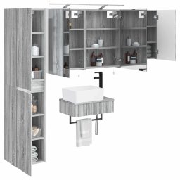 vidaXL Badkamermeubelset 5 st Grijs Sonoma Bewerkt hout en glas