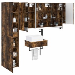 vidaXL Badkamermeubelset 5 st Gerookt eiken Bewerkt hout en glas