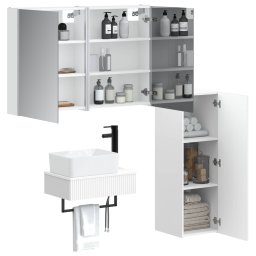vidaXL Badkamermeubelset 4 st Wit Bewerkt hout en glas