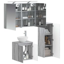 vidaXL Badkamermeubelset 4 st Grijs Sonoma Bewerkt hout en glas