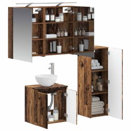 vidaXL Badkamermeubelset 4 st Oud hout Bewerkt hout en glas